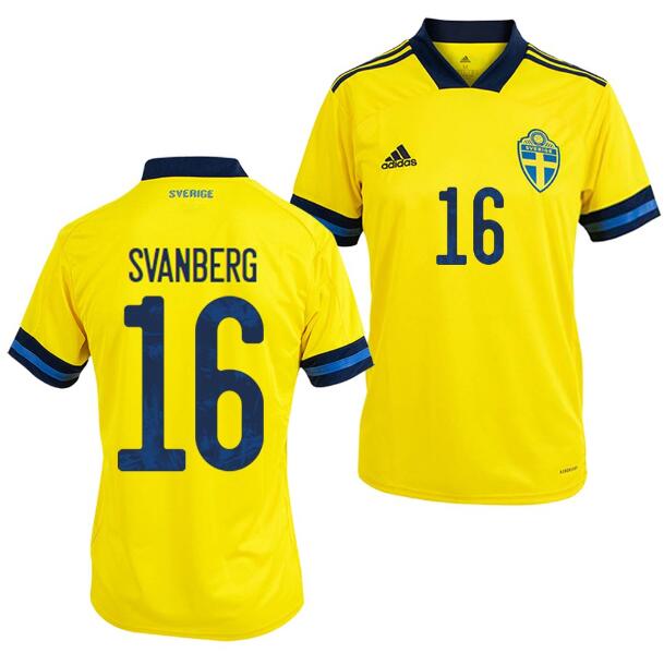 2020 EURO Sweden Home Kit Soccer Jersey Mattias Svanberg #16